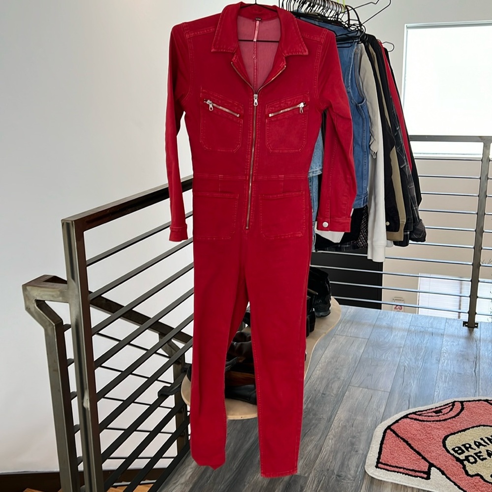 Free People Red Jumpsuit